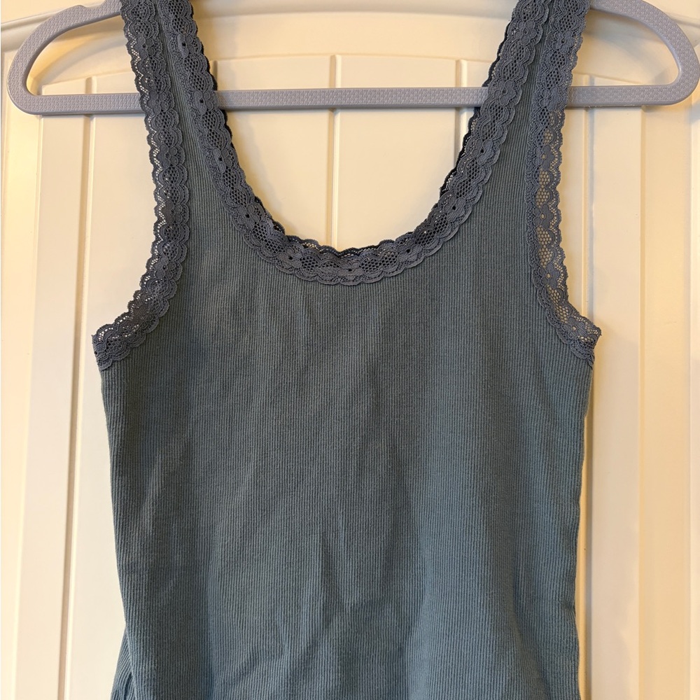 Abound Lace Trim Tank Top - Blue